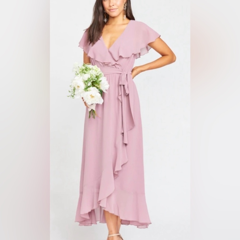 Show Me Your MuMu Jess Ruffle Midi Dress in Soft Beige - Picture 2 of 7
